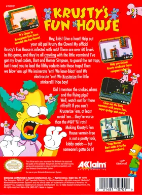 Krusty's Fun House (USA) box cover back